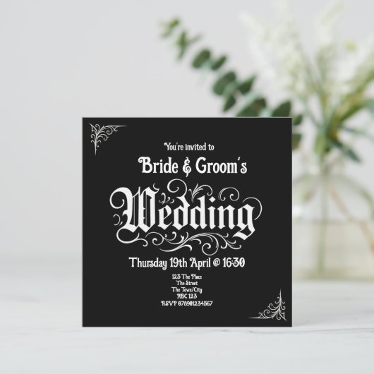 Gothic Black Rock Metal Wedding Gepersonaliseerde  (Staand voorkant)