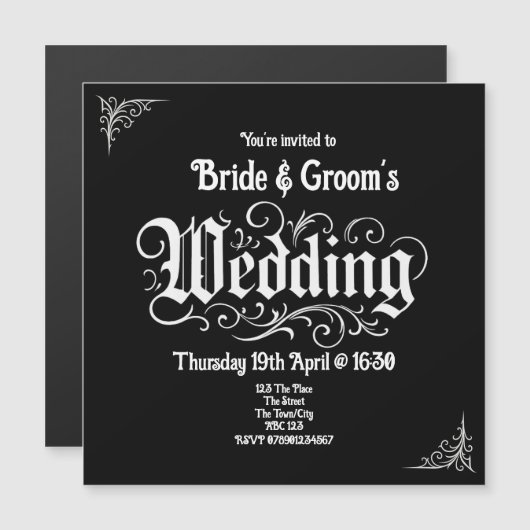 Gothic Black Rock Metal Wedding Gepersonaliseerde  (Voorkant / Achterkant)