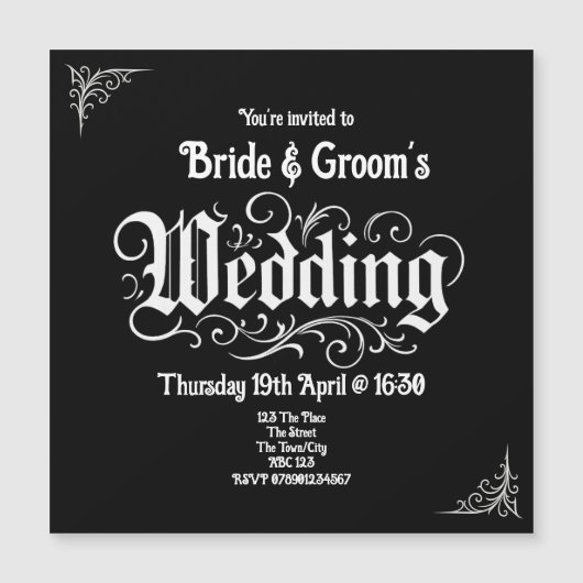 Gothic Black Rock Metal Wedding Gepersonaliseerde (Voorkant)