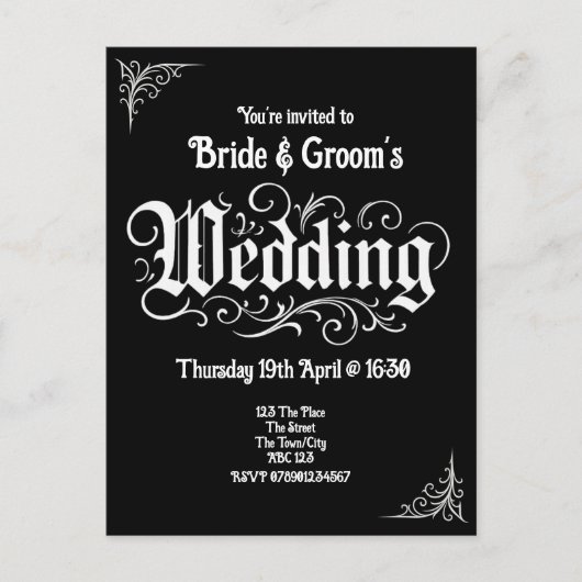 Gothic Black Rock Metal Wedding Gepersonaliseerde  Feestdagenkaart (Voorkant)