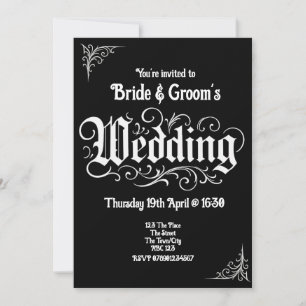 Gothic Black Rock Metal Wedding Gepersonaliseerde  Kaart