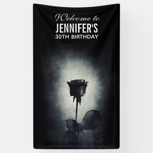 Gothic Black Roos Driving Blood Macabre Birthday Spandoek (Verticaal)