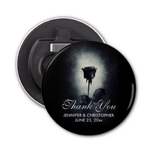 Gothic Black Roos Driving Blood Macabre Wedding Button Flesopener (Voorkant)