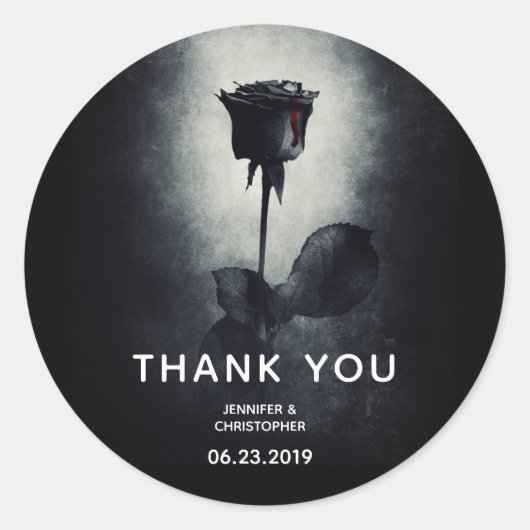 Gothic Black Roos Driving Blood Macabre Wedding Ronde Sticker (Voorkant)