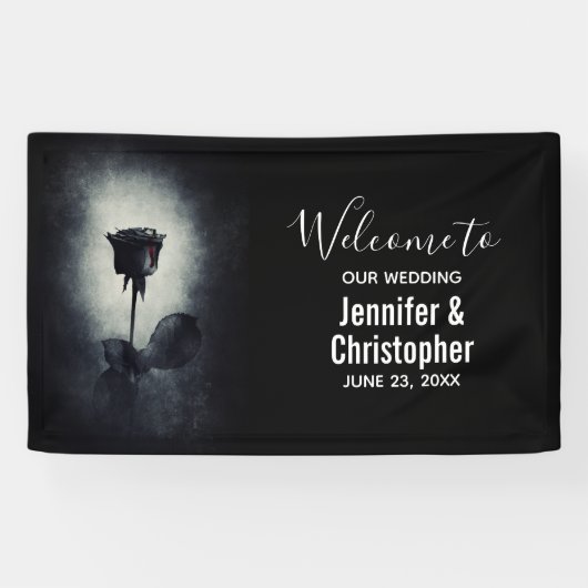 Gothic Black Roos Driving Blood Macabre Wedding Spandoek (Horizontaal)