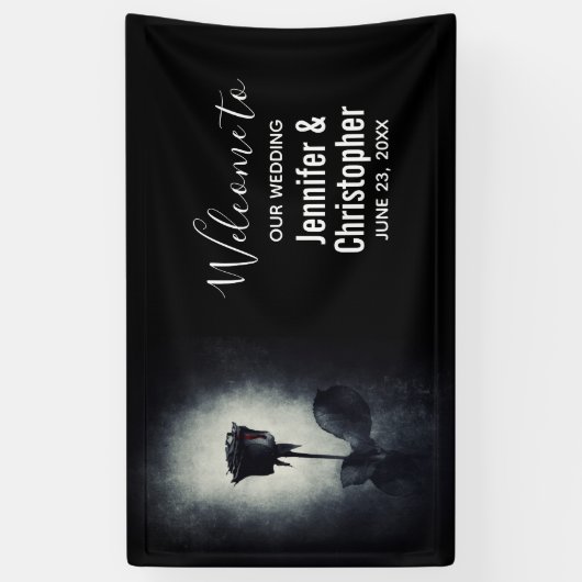 Gothic Black Roos Driving Blood Macabre Wedding Spandoek (Verticaal)
