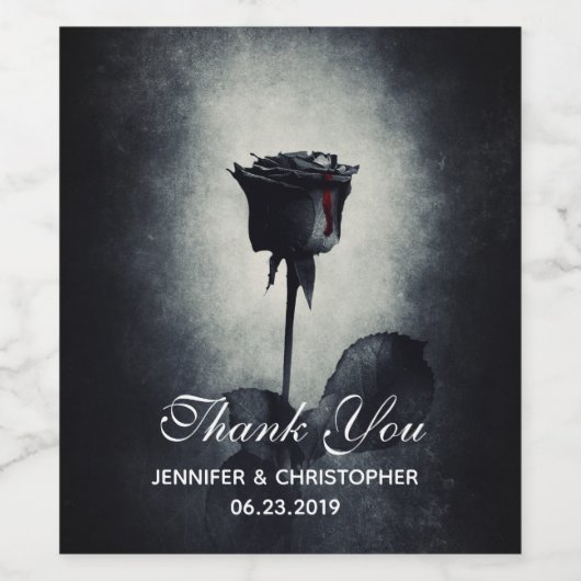 Gothic Black Roos Driving Blood Macabre Wedding Wijn Etiket (Enkel label)