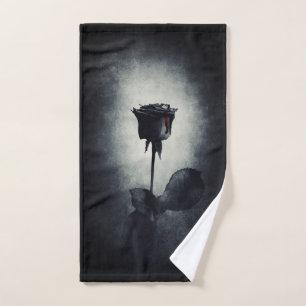Gothic Black Roos Driving Blood on Black Grunge Bad Handdoek
