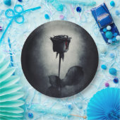 Gothic Black Roos Driving Blood on Black Grunge Papieren Bordje (Feest)