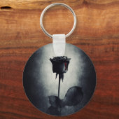 Gothic Black Roos Driving Blood on Black Grunge Sleutelhanger (Voorkant)