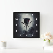 Gothic Black Roos Driving Blood on Black Grunge Vierkante Klok (Huis)