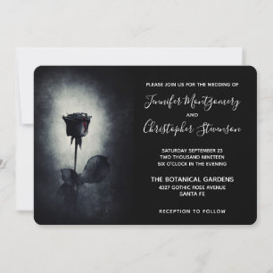 Gothic Black Roos Driving Blood on Black Wedding Kaart