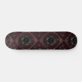 Gothic Black Roos Floral Monogram Initiaal Elegant Persoonlijk Skateboard (Horizontaal)