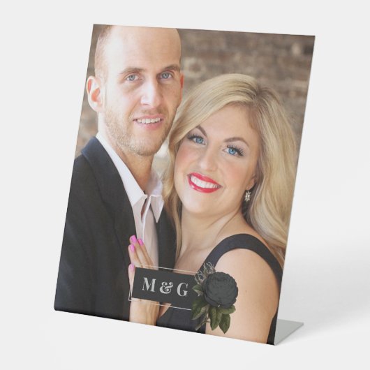 gothic Black Roos fotoMonogram Reclamebord Met Voetstuk (Voorkant)