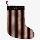 Gothic Black & Roos Gold Striped Persoonlijk Kleine Kerstsok (Voorkant)