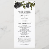 Gothic Black Roos Halloween Wedding Ceremony Programmakaart (Voorkant)