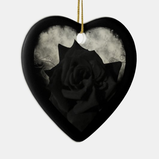 Gothic Black Roos Heart Ornament (Rechts)