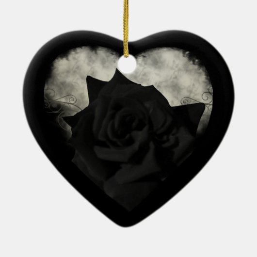 Gothic Black Roos Heart Ornament (Achterkant)