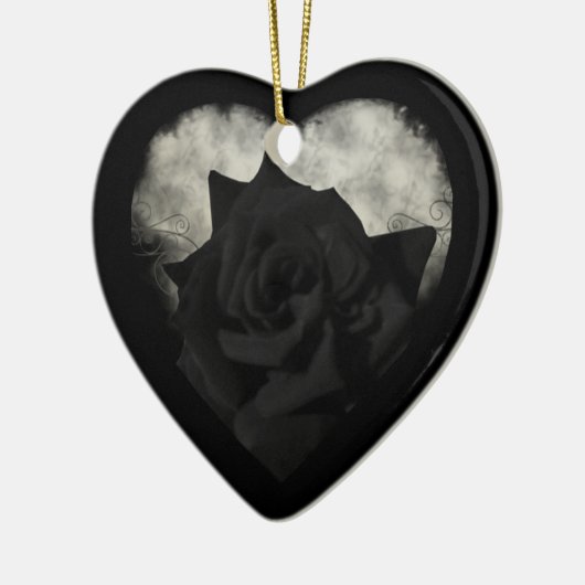 Gothic Black Roos Heart Ornament (Links)
