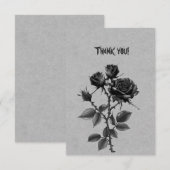Gothic Black Roos Op Staalgrijs Dank Je Bedankkaart (Voorkant / Achterkant)