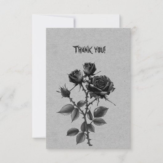 Gothic Black Roos Op Staalgrijs Dank Je Wel Bedankkaart (Voorkant)