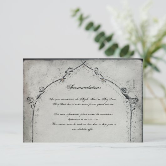 Gothic Black Roos Trellis Wedding Insert Informatiekaartje (Staand voorkant)