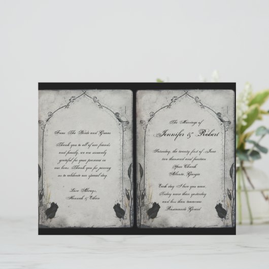 Gothic Black Roos Trellis Wedding Program (Staand voorkant)