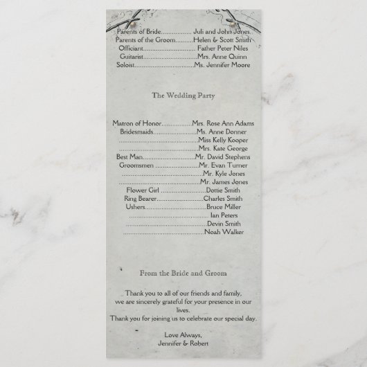 Gothic Black Roos Trellis Wedding Program Programmakaart (Achterkant)