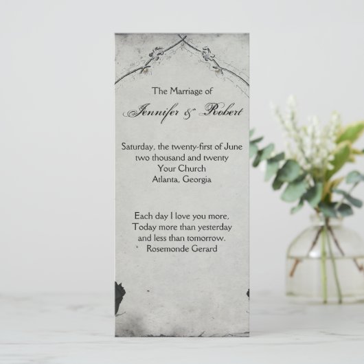 Gothic Black Roos Trellis Wedding Program Programmakaart (Staand voorkant)