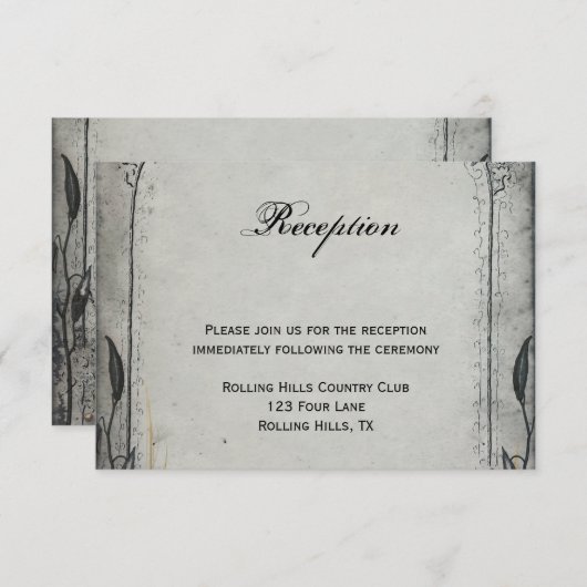 Gothic Black Roos Trellis Wedding Reception Informatiekaartje (Voorkant / Achterkant)