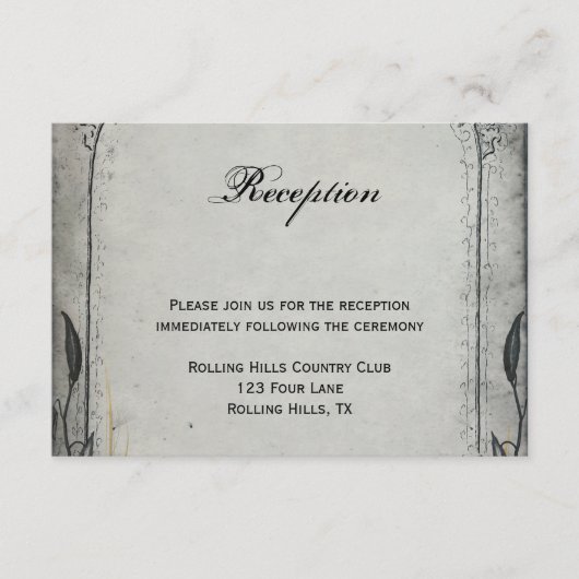 Gothic Black Roos Trellis Wedding Reception Informatiekaartje (Voorkant)