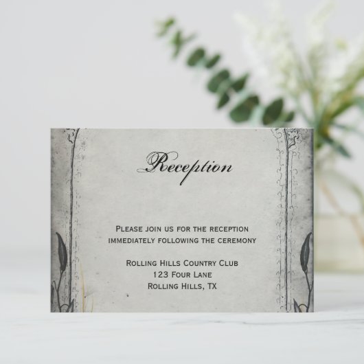 Gothic Black Roos Trellis Wedding Reception Informatiekaartje (Staand voorkant)
