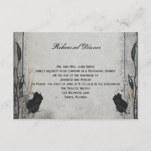 Gothic Black Roos Trellis Wedding Rehearsal Dinner Kaart