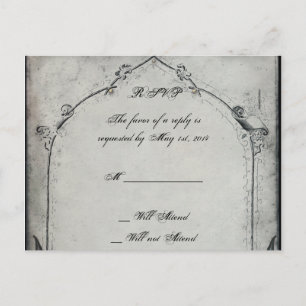 Gothic Black Roos Trellis Wedding RSVP Uitnodiging Briefkaart