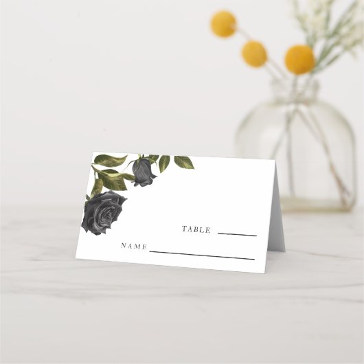Gothic Black Roos Vintage Weddenschappen Plaatskaartje (Voorkant)