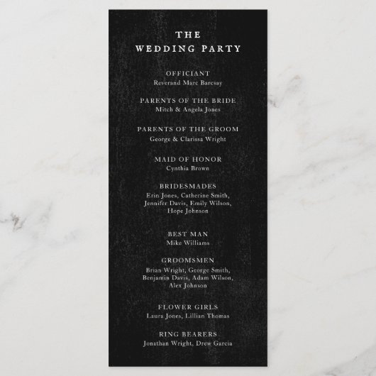 Gothic Black Roos Wedding Ceremony Programmakaart (Achterkant)