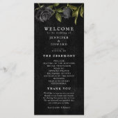 Gothic Black Roos Wedding Ceremony Programmakaart (Voorkant)