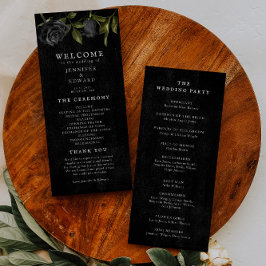 Gothic Black Roos Wedding Ceremony Programmakaart