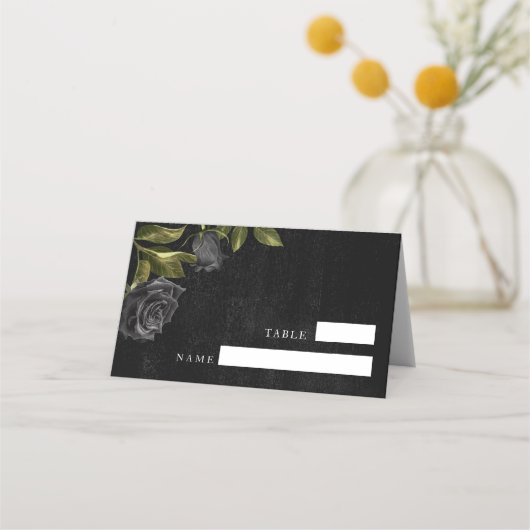 Gothic Black Roos Wedding Table Number Plaatskaartje (Voorkant)
