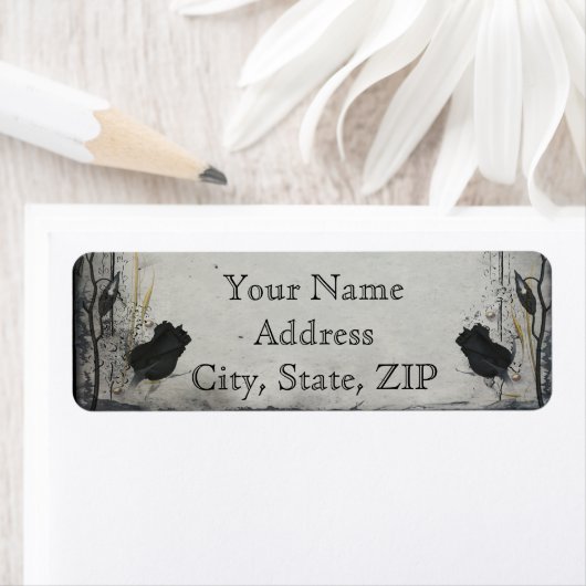 Gothic Black Rose Anniversary Return Address Etiket (Insitu)
