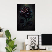 Gothic Black Rose Kunstprint Vintage Bloemposter Poster (Thuiskantoor)