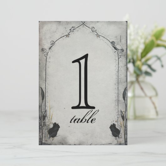 Gothic Black Rose Trellis Huwelijksjubileum Tafeln Kaart (Staand voorkant)