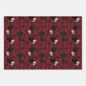 Gothic Black Roses Black Hearts and Skulls Inpakpapier Vel (Voorkant)