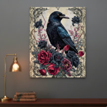 Gothic Black Roses Raven Art