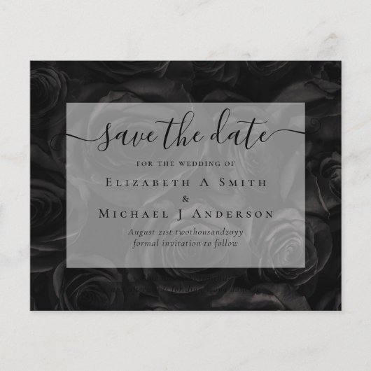 Gothic Black Roses Save The Date BUDGET Flyer (Voorkant)