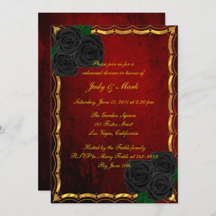 Gothic Black Rozen Bloed Red Rehearsal Dinner Kaart