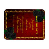 Gothic Black Rozen Blood Red Wedden Save the Date Magneet (Horizontaal)