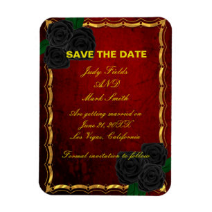 Gothic Black Rozen Blood Red Wedden Save the Date Magneet