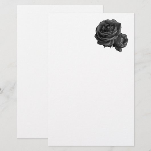 Gothic Black Rozen Briefpapier (Voorkant / Achterkant)