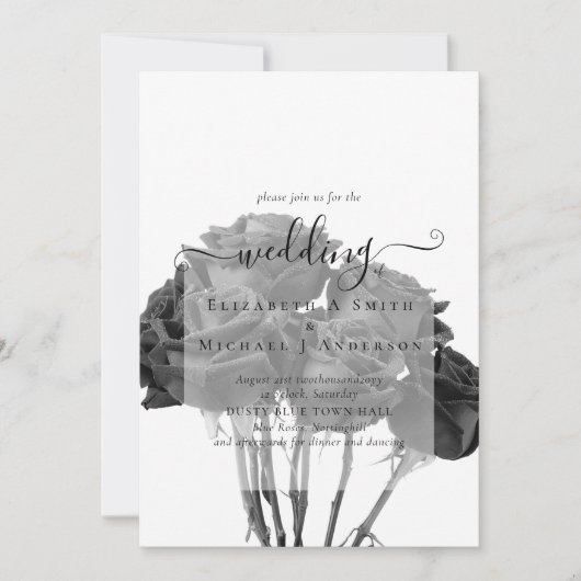 Gothic Black Rozen Gothic Wedding Invite (Voorkant)